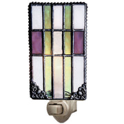 Mission Style Night Light Purple Green Stained Glass