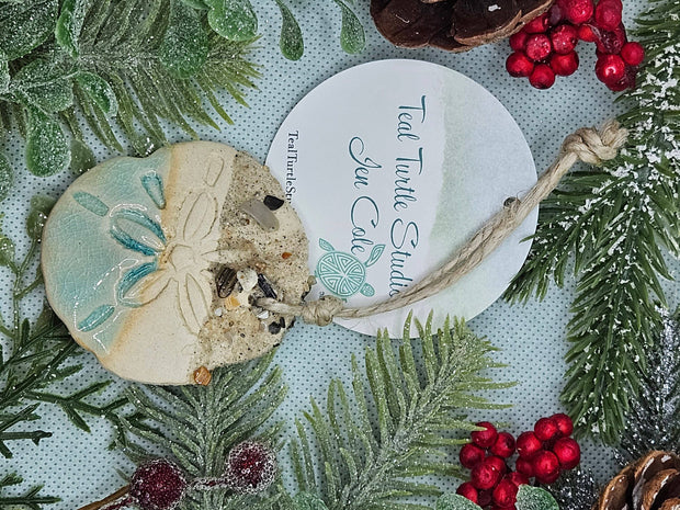 Ceramic Sandy Sandollar Christmas Ornament