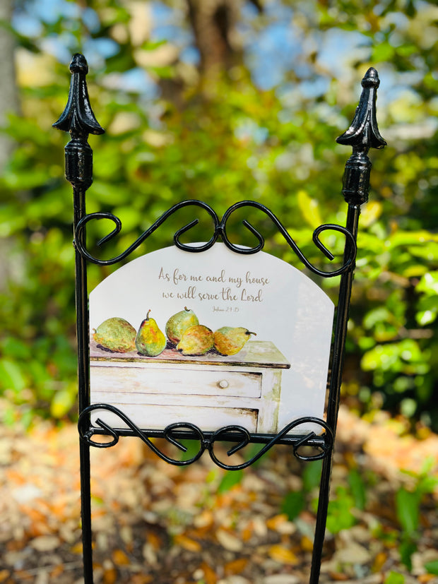 Pears White "As for Me and My House" Garden Sign