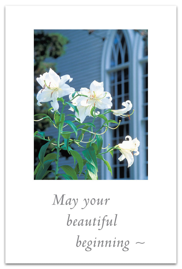 Church Window Lilies Wedding Card