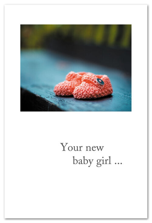 Coral Baby Booties New Baby Card