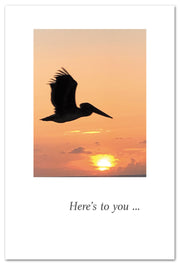 Pelican At Sunrise Birthday Card