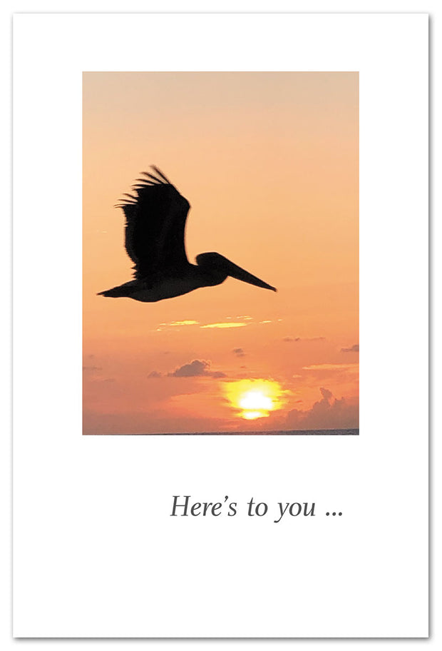Pelican At Sunrise Birthday Card