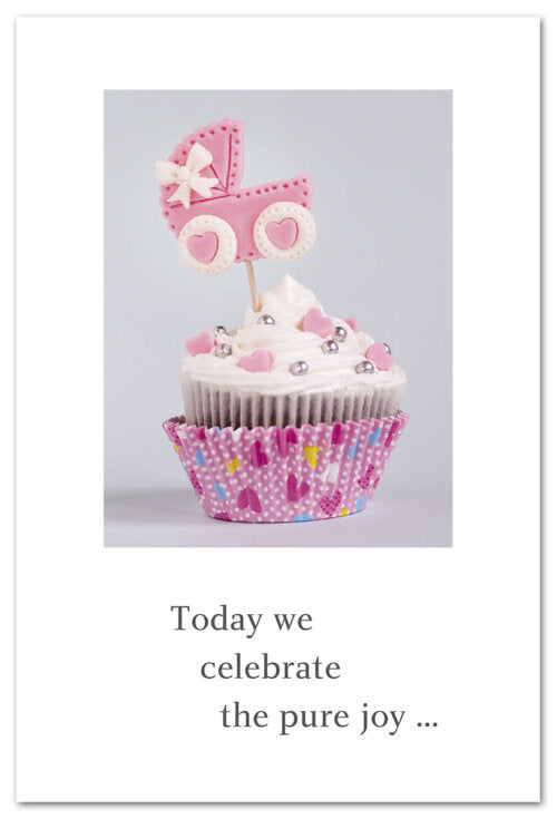 Pink Baby Buggy Cupcake Baby Shower Card