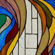 18"H Multicolor Flowing Border Stained Glass Window Panel