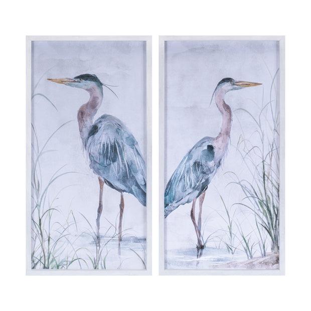 Framed Heron Prints, 2 Assorted