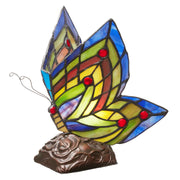 9.5"H Luella Red Butterfly Wings Stained Glass Accent Lamp