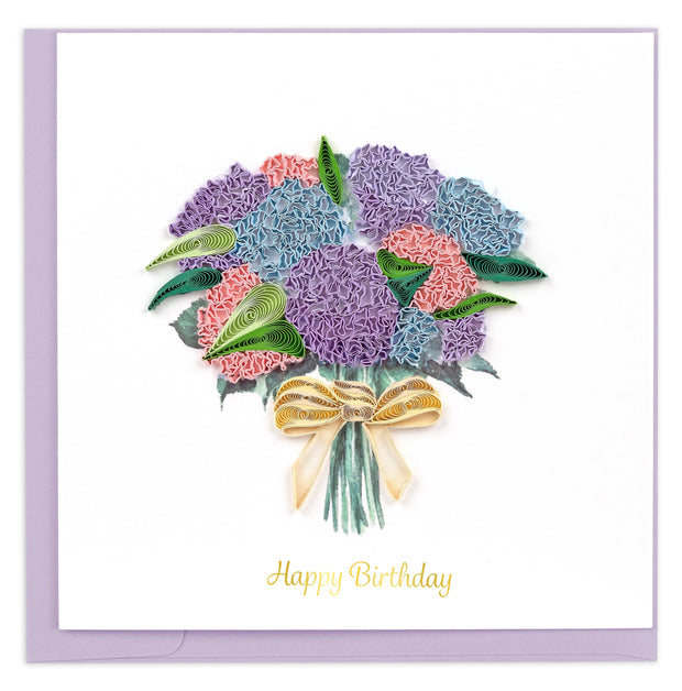 Hydrangea Bouquet Happy Birthday Quilling Card