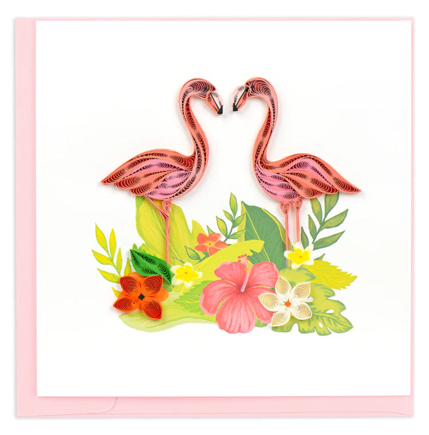 Tropical Flamingos Quilling Card