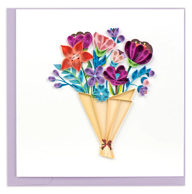 Playful Flower Bouquet Quilling Card