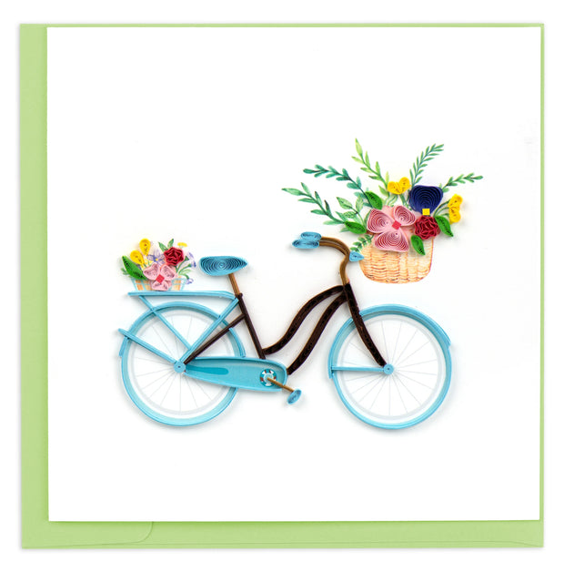 Bicycle & Flowers Basket Quilling Card