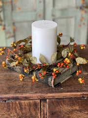 6.5" Bittersweet + Leaves Candle Ring