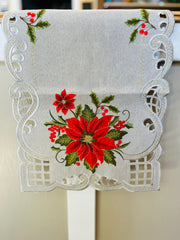 16” x 36" Silver Poinsettia Table Runner