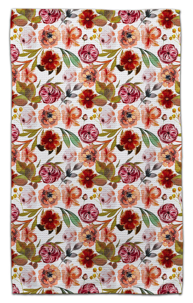 Deep Burgandy Floral Eco-Dishtowel