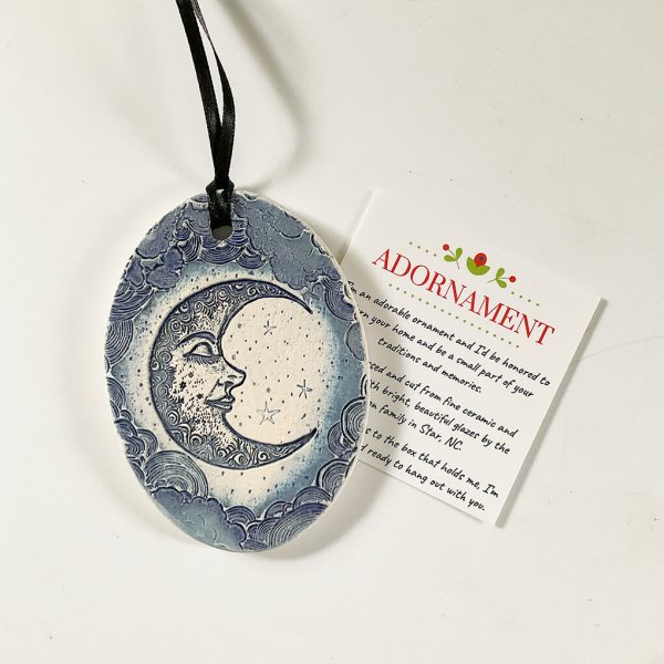 Crescent Moon Pottery Ornament