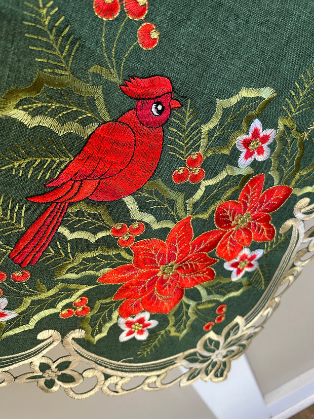 36' Square Christmas Cardinal Table Topper