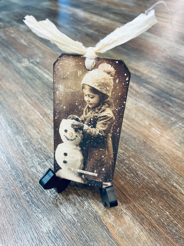 Vintage Snow Had Fallen Tag/Ornament