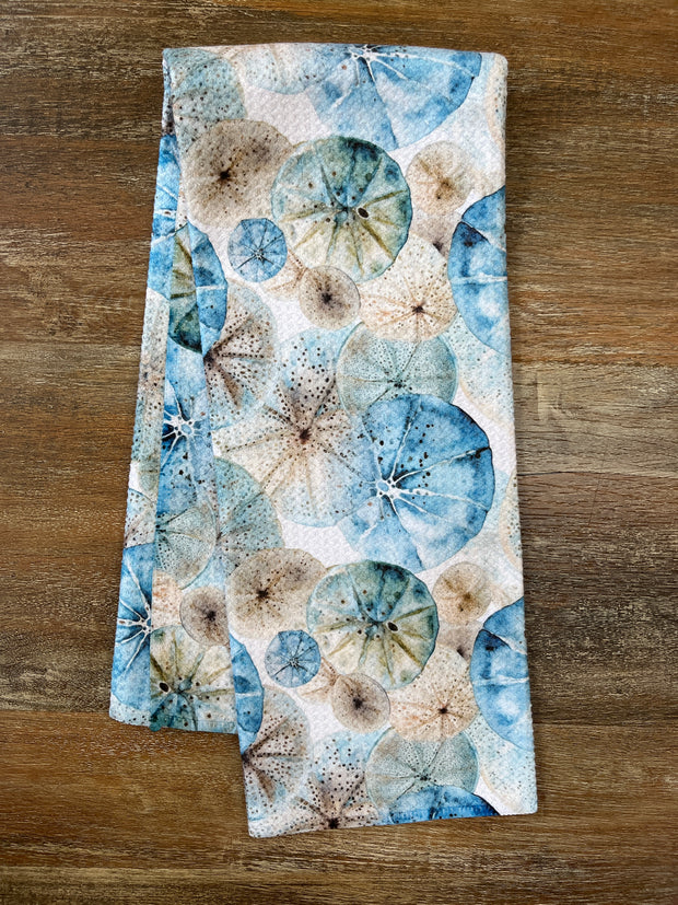 Blue/Beige Shells Eco-Dishtowel