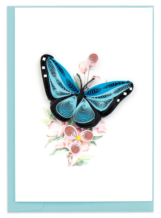 Blue Butterfly & Pink Flowers Gift Enclosure Card