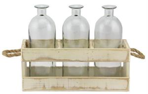 Wood Tray with 3 Bottles