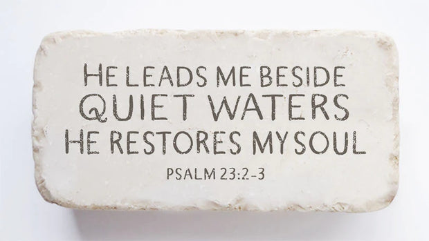 Psalm 23:2-3 Scripture Stone Naturalb