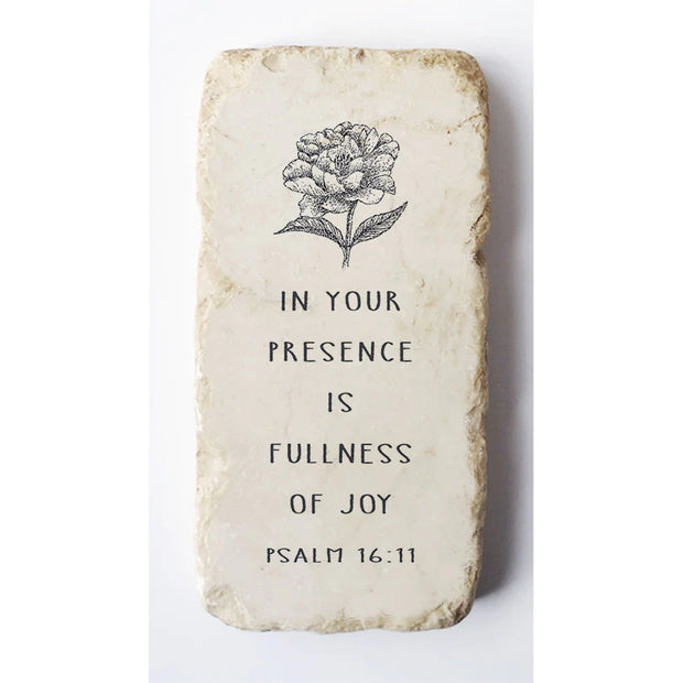 Psalm 16:11 Scripture Stone with Flower