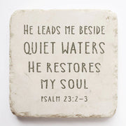 Psalm 23:2-3 Scripture Stone Naturalb