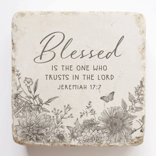 Jeremiah 17:7 Floral Scripture Stone