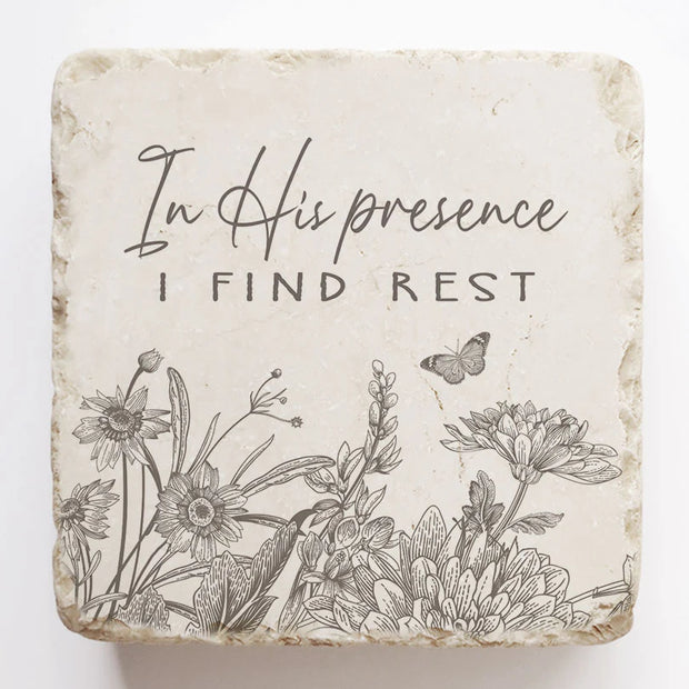 In His Presence Floral Scripture Stone