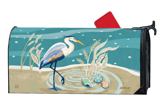 Blue Heron with Sea Shells Mailwrap