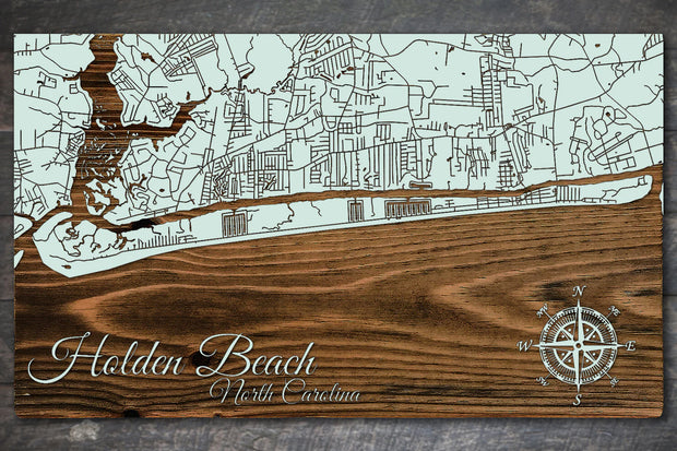 Holden Beach Map in Seaglass