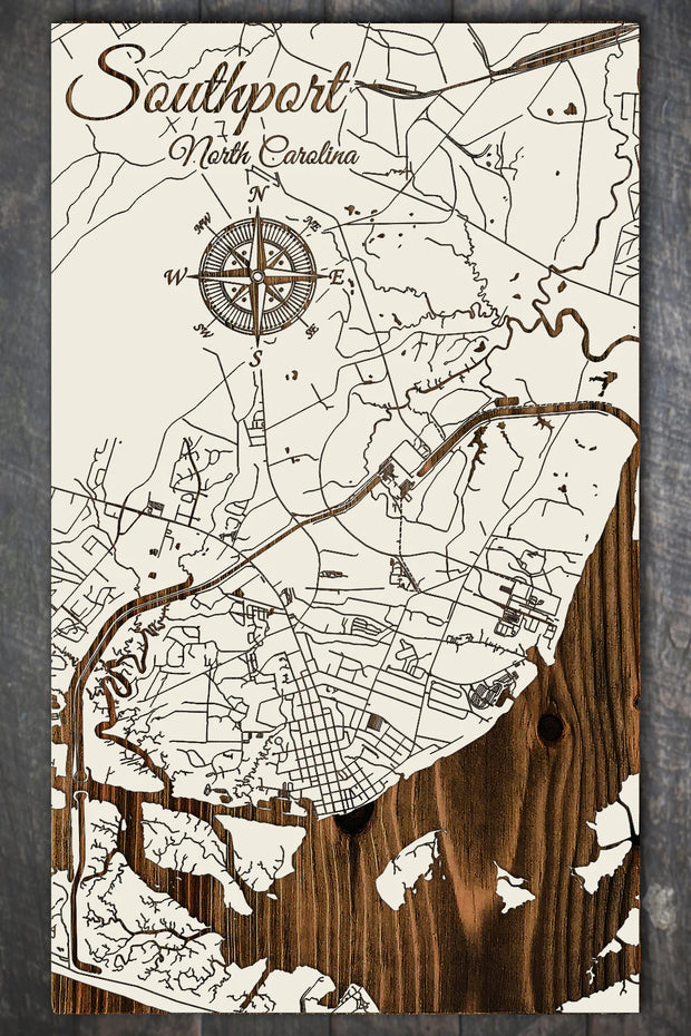 Southport Vertical Map in Papier Blanc