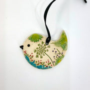 Floral Bird Pressed Pottery Ornament