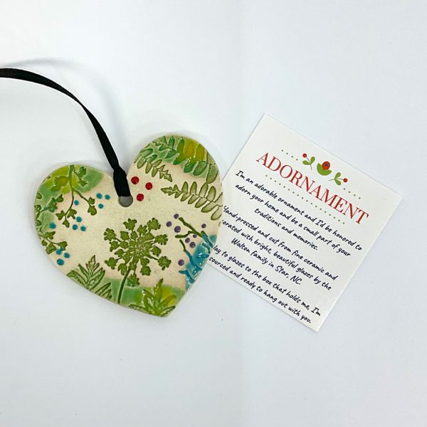 Floral Heart Pressed Pottery Ornament