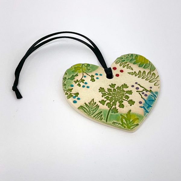 Floral Heart Pressed Pottery Ornament