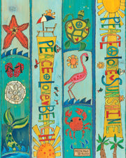 Peace Love Beach 20" Art Pole