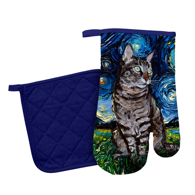 Tabby Night Oven Mitt Set