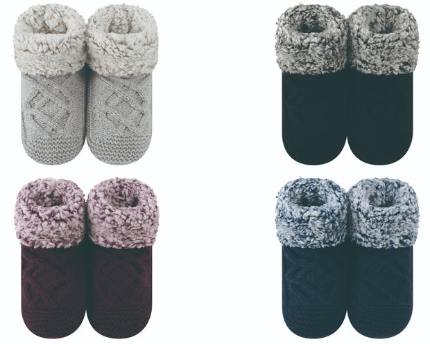 Cable Sherpa Cuffed Crew Women's Snoozies Socks - 4 Styles