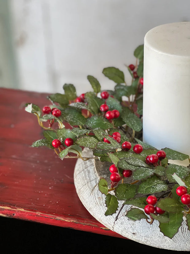 14" Holly Candle Ring with Berries