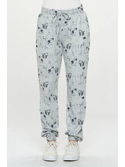 All Over Cat Print Grey Tunic Pants