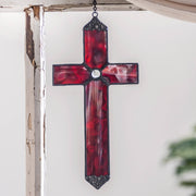 Red Opal Stained Glass Cross