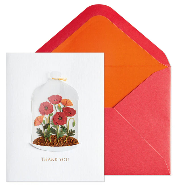Flowers in Cloche Thank You Greeting Card