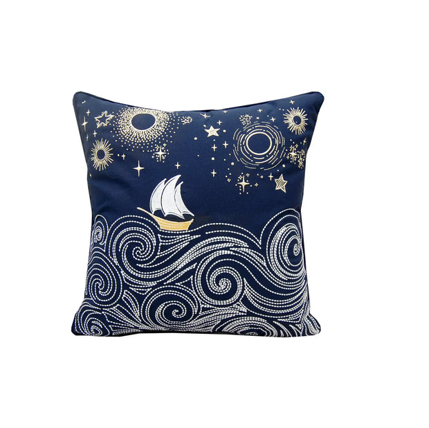 Cape Series Stormy Seas Embroidered Indoor/Outdoor Pillow