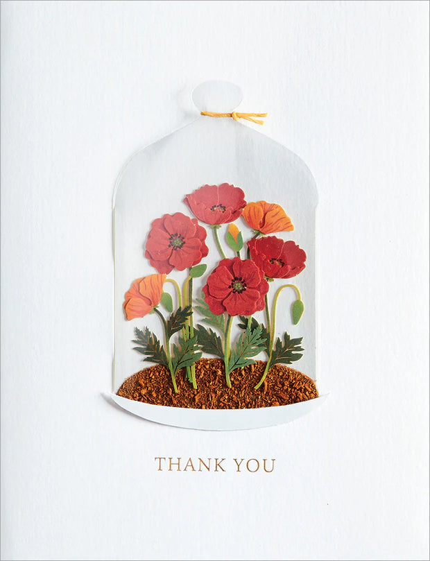 Flowers in Cloche Thank You Greeting Card