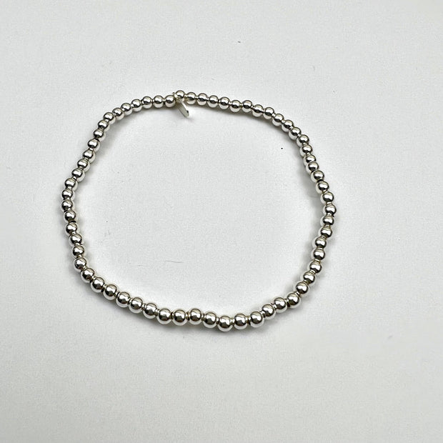 Beaded Sterling silver stretchy bracelet