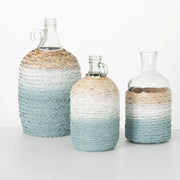 Ombre Blue Grass Wrapped Vases, 3 Sizes