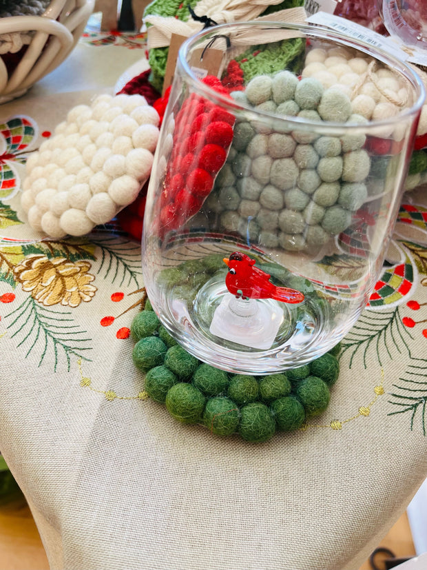 Set of Holiday Felted Wood Coasters