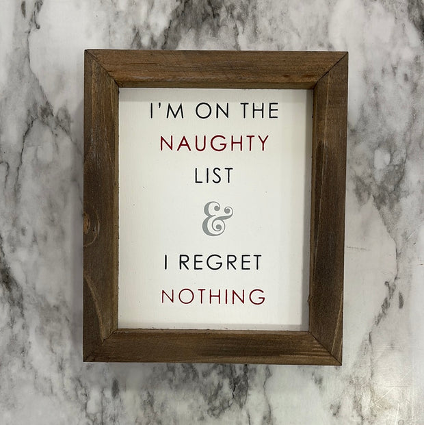 Naughty List Framed Sign