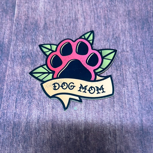 Dog Mom Paw Leaf Decal