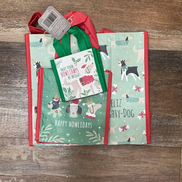 Holiday Gift Bag S/3 Dogs